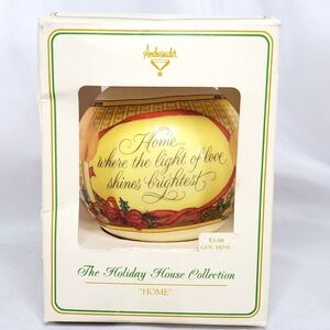 Vintage‎ Ambassador Holiday House Collection Satin Ornament "Home" 1980